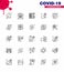 25 line viral Virus corona icon pack such as dirty, virus, medical, safety, disease