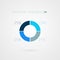 25 percent blue pie chart symbol. Percentage vector infographics. Four parts circle diagram. Quarter business presentation
