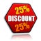 25 percentages discount in red hexagon banner