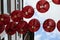 25 Sep 2022 - London uk: looking up at red lanterns on gerrard steet, chinatown london