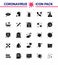 25 Solid Glyph Coronavirus Covid19 Icon pack such as call, doctor, spray, consult, soap