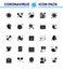 25 Solid Glyph Coronavirus Covid19 Icon pack such as safety, disease, call, city, twenty seconds