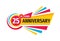 25 th birthday banner logo design.  Twenty five years anniversary badge emblem. Abstract geometric poster.