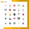 25 Thematic Vector Flat Colors and Editable Symbols of mail, wedding, caution, cake, call