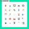 25 Thematic Vector Flat Colors and Editable Symbols of player, media, image, moustache, day