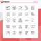 25 Thematic Vector Lines and Editable Symbols of arrows, server, dollar, file, holidays