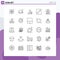 25 Thematic Vector Lines and Editable Symbols of celebration, link, like, connect, target