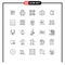 25 Thematic Vector Lines and Editable Symbols of clothing, mind, social, human, report