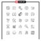 25 Thematic Vector Lines and Editable Symbols of measuring, cooking, money, baking, soldier
