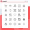 25 Thematic Vector Lines and Editable Symbols of reader, fingerprint, report, finger, business