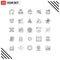 25 Thematic Vector Lines and Editable Symbols of time, internet, color, eye, cyber