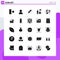 25 Thematic Vector Solid Glyphs and Editable Symbols of bee  arrow  celebration  user  man