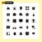 25 Thematic Vector Solid Glyphs and Editable Symbols of code, heart, space, love, math