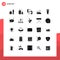 25 Thematic Vector Solid Glyphs and Editable Symbols of human, business, communication, sleeping, night