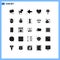 25 Thematic Vector Solid Glyphs and Editable Symbols of internet, global, arrow, earth, day