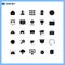 25 Thematic Vector Solid Glyphs and Editable Symbols of lights, user, web design, line, basic