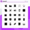 25 Thematic Vector Solid Glyphs and Editable Symbols of music, guitar, medical folder, skipping, jump