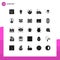 25 Thematic Vector Solid Glyphs and Editable Symbols of world wide, red, berries, flower, school