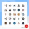 25 Universal Filled line Flat Color Signs Symbols of cv, lowboy table, woman, dressing table, beauty salon mirror