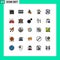 25 Universal Filled line Flat Color Signs Symbols of invite, pollution, bank, garbage, burn