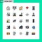 25 Universal Filled line Flat Color Signs Symbols of mobile, browser, medical, chinese, hand