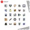 25 Universal Filled line Flat Color Signs Symbols of network, ethernet, finger, connection, helmet