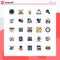 25 Universal Filled line Flat Colors Set for Web and Mobile Applications premium, magnifying glass, trophies, lost, wear