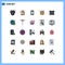 25 Universal Filled line Flat Colors Set for Web and Mobile Applications shield, guard, sweep, checked, lover