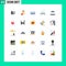 25 Universal Flat Color Signs Symbols of city, study, mail, science, chemical
