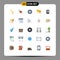 25 Universal Flat Color Signs Symbols of coding, contacts, setting, bookmarks, celebration