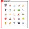 25 Universal Flat Color Signs Symbols of music, cone, human resource, ice cream, juice