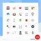 25 Universal Flat Color Signs Symbols of online, valentine, marketing, love, arrow