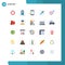 25 Universal Flat Color Signs Symbols of shield, firewall, connection, tool, design
