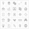 25 Universal Icons Pixel Perfect Symbols of speaker, route, gift box, map, coordinate