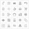 25 Universal Line Icon Pixel Perfect Symbols of champagne, alcoholic, id card, alcohol, security