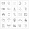 25 Universal Line Icon Pixel Perfect Symbols of direction, arrow, one, security, smartphone protected