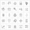 25 Universal Line Icon Pixel Perfect Symbols of sky diving, parachute, home, document, test paper