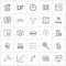 25 Universal Line Icon Pixel Perfect Symbols of web page, content, compass, page, book