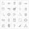 25 Universal Line Icons for Web and Mobile goggles, glasses, speaker, glasses, kiwi