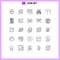 25 Universal Line Signs Symbols of browser, close, computers, office, building