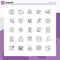 25 Universal Line Signs Symbols of finger, restaurant, city, pot, kitchen