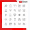 25 Universal Line Signs Symbols of magnifying glass, id, present, data, applicant