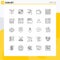 25 Universal Line Signs Symbols of window, online, paper, browser, man