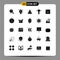 25 Universal Solid Glyphs Set for Web and Mobile Applications baking, education, food, cap, pick