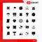 25 Universal Solid Glyphs Set for Web and Mobile Applications cake, food, lunar, dinner, couple