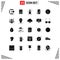 25 Universal Solid Glyphs Set for Web and Mobile Applications coin, mobile, office, target, goal