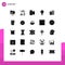 25 Universal Solid Glyphs Set for Web and Mobile Applications pencil, biochemistry, cleaning, light, bulb