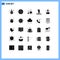 25 Universal Solid Glyphs Set for Web and Mobile Applications rocket, game, cup, device, wedding
