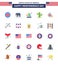 25 USA Flat Signs Independence Day Celebration Symbols of baseball; money; light; bag; american