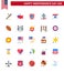 25 USA Flat Signs Independence Day Celebration Symbols of date; american; usa; church; american
